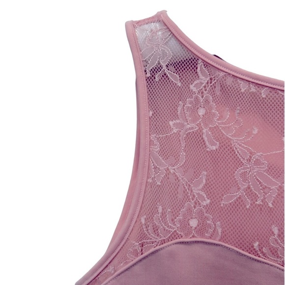 NEW SPANX Floral Lace Bateau Tank Top Illusion Neckline Rosebud Pink Size Small - Picture 8 of 9